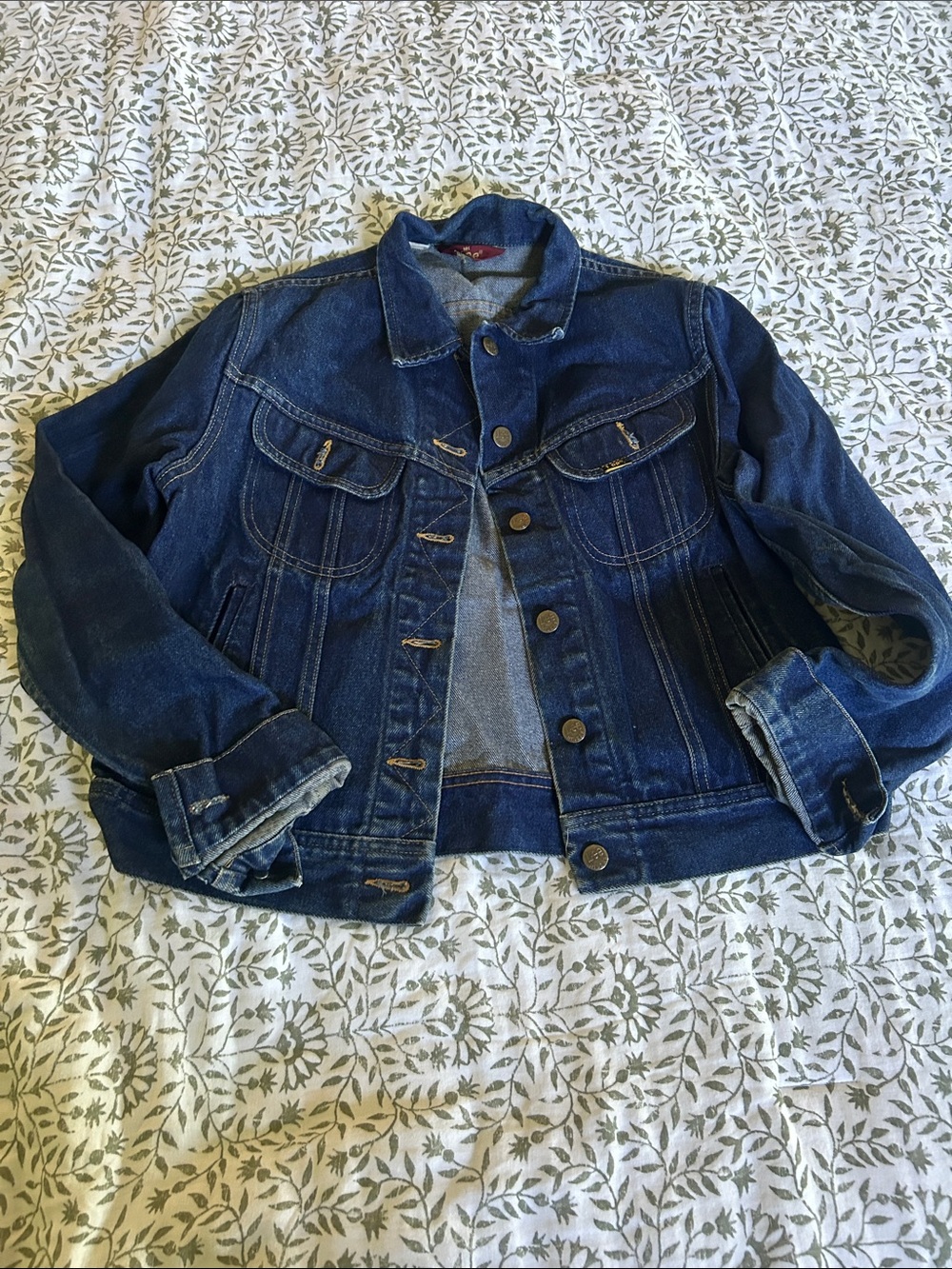 Vintage Lee Dark Blue Denim Jacket with Maroon Label